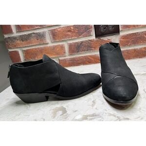Eileen Fisher Walt Cross Strap Bootie Back Zip Black Size 9 Leather